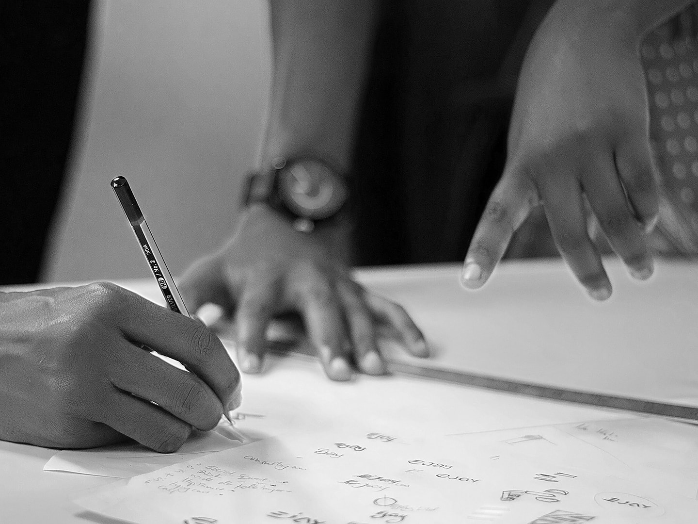 Sketching a brand idea at the HOK studio